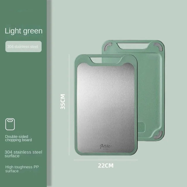 This steel cutting board is designed for expert use, combining durability with hygiene. Its double-sided, reversible surface maximizes functionality, while the eco-friendly stainless steel material offers bactericidal properties to keep your food preparation safe. The board’s anti-slip design ensures stability, and its resistance to mildew and corrosion guarantees long-term reliability. Lightweight and portable, it’s an ideal choice for both professional kitchens and home use.