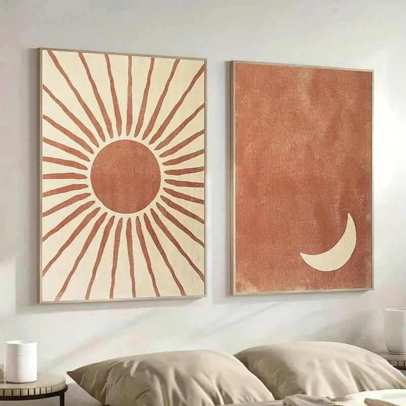 Retro Bohemian Moon Sun Wall Art