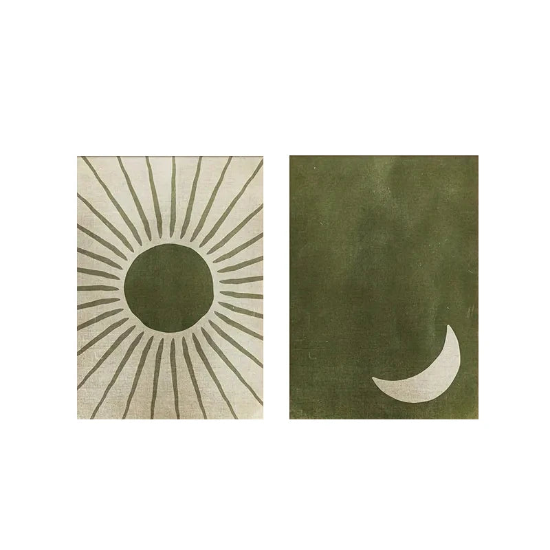 Retro Bohemian Moon Sun Wall Art