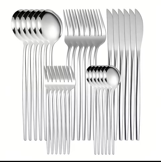 30Pcs Golden Silver Cutlery Set