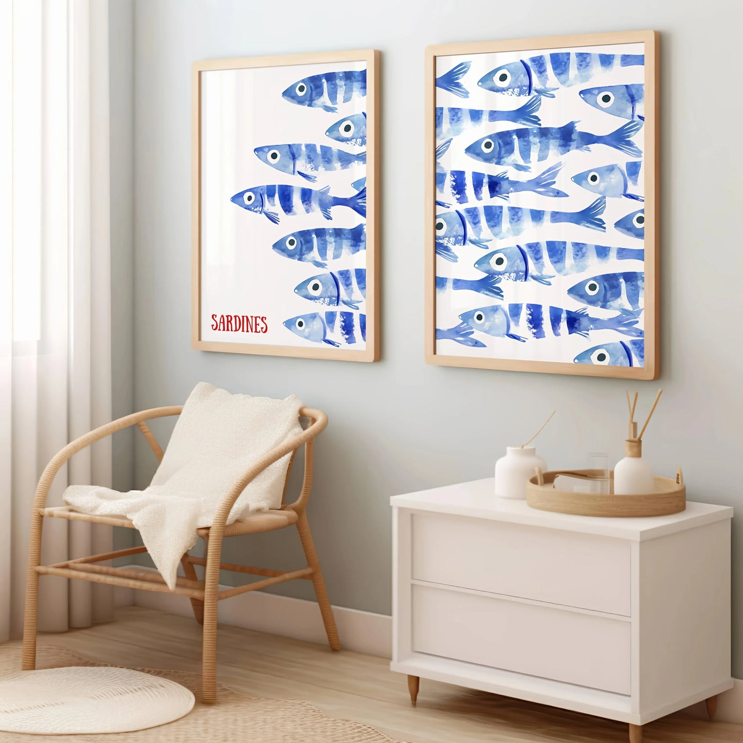 Retro Blue Sardine Wall Art