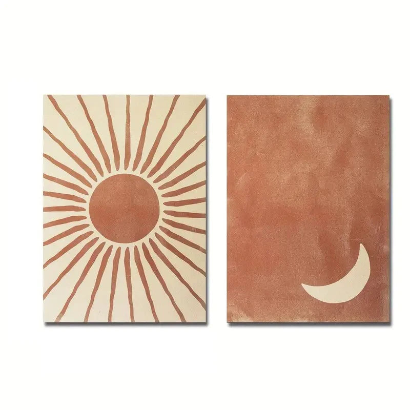 Retro Bohemian Moon Sun Wall Art