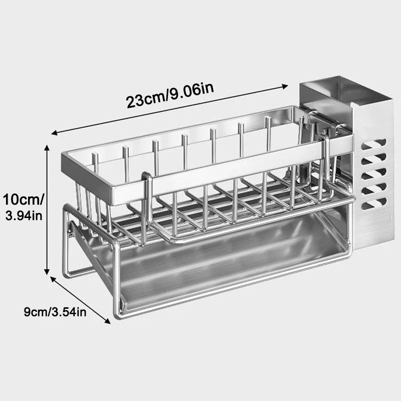 This Sink Cleaning Tools Storage Rack is crafted from durable stainless steel, ensuring long-lasting resistance to scratches and moisture. Its versatile design keeps your cleaning tools organized and dry, enhancing practicality in your kitchen. Combining high-quality materials with a simple, efficient structure, this rack offers expert-level functionality for maintaining a tidy and hygienic sink area.