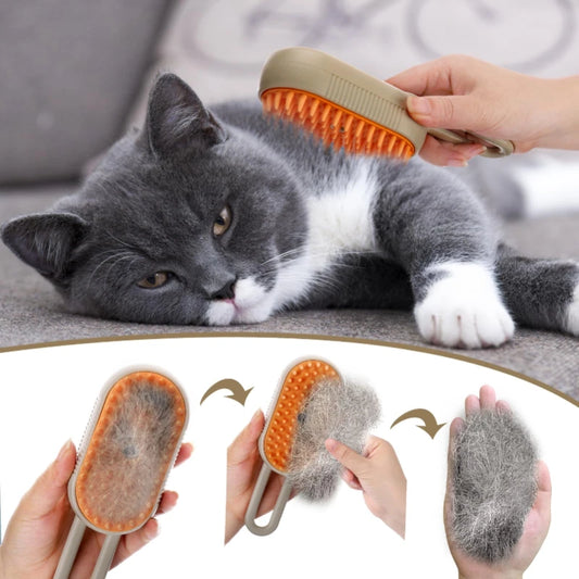 The 3-1 Steam Pet Brush integrates three essential grooming functions into one efficient tool. Its steam spray feature softens pet hair to facilitate effective removal, while the brush simultaneously provides a gentle massage that soothes your pet and aids in cleaning. Crafted for ease of use and durability, this high-quality grooming device enhances pet care by combining comfort, hygiene, and convenience in every session.
