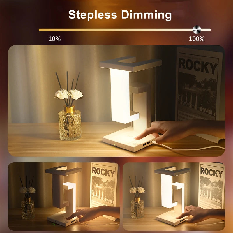 The LED Anti-gravity Night Light offers a sophisticated lighting solution with wireless charging and a responsive touch switch for seamless operation. Its dimmable LED light provides adjustable brightness to suit various settings, while the innovative suspending anti-gravity design delivers a striking visual effect. Combining functionality with modern elegance, this night light is an expert choice for enhancing any space with advanced technology and style.