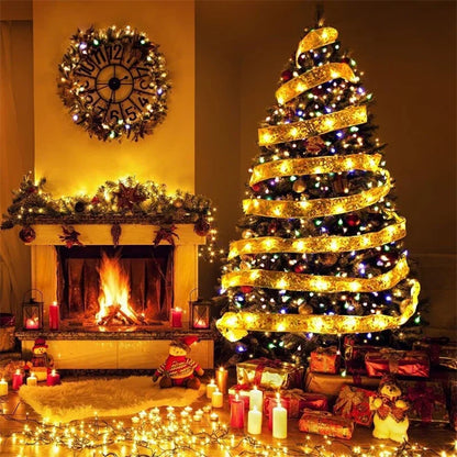 Illuminate your holiday season with our Christmas Ribbon Fairy Light String. The perfect addition to your festive decor, these lights will add a touch of magic and warmth to any space. Adorned with twinkling lights and delicate ribbon, create a cozy and elegant ambiance in your home this Christmas.