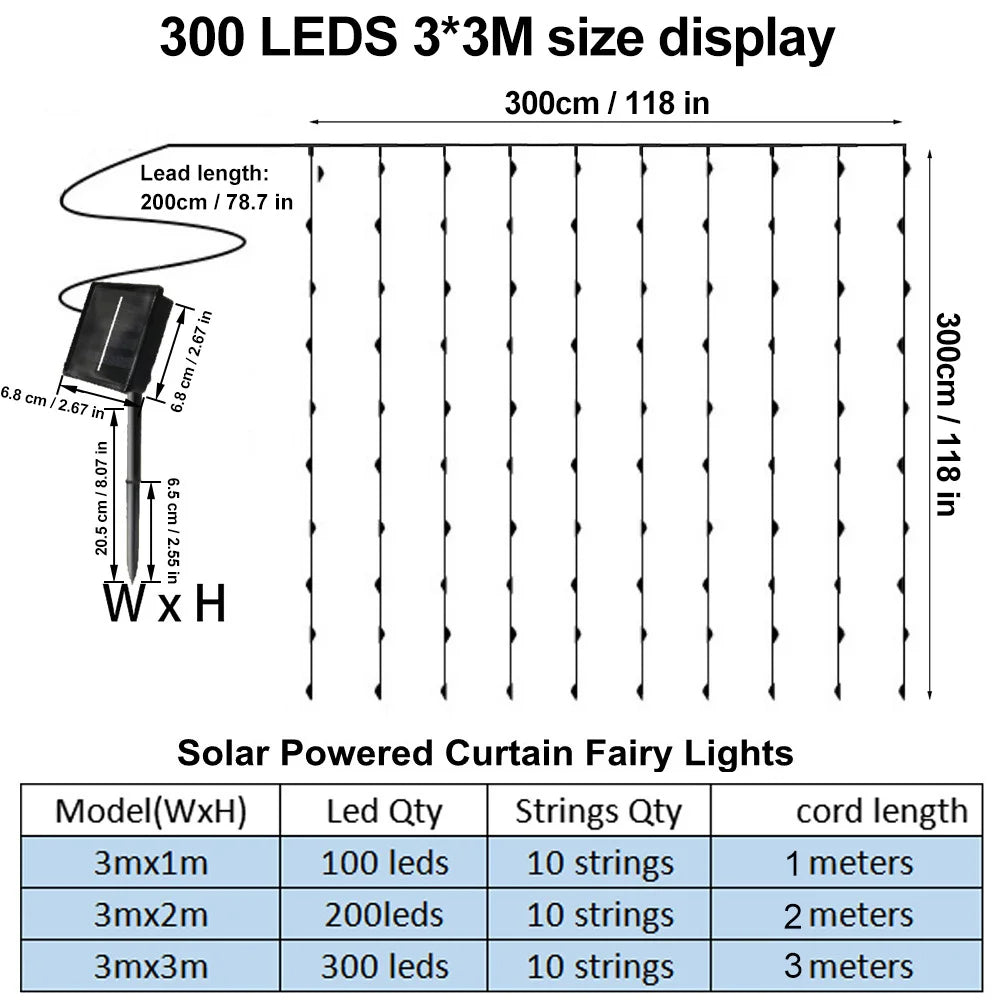 Solar Curtain Light LED Outdoor Waterproof