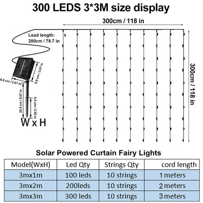 Solar Curtain Light LED Outdoor Waterproof