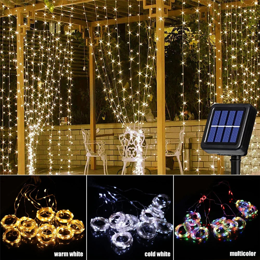 Solar Curtain Light LED Outdoor Waterproof
