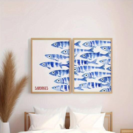 Retro Blue Sardine Wall Art