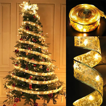 Illuminate your holiday season with our Christmas Ribbon Fairy Light String. The perfect addition to your festive decor, these lights will add a touch of magic and warmth to any space. Adorned with twinkling lights and delicate ribbon, create a cozy and elegant ambiance in your home this Christmas.