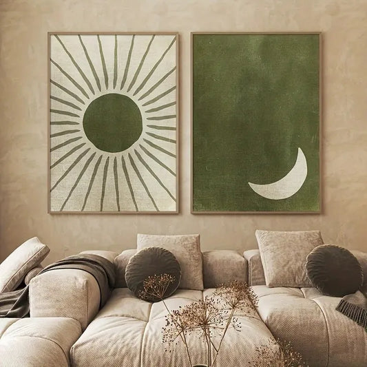 Retro Bohemian Moon Sun Wall Art
