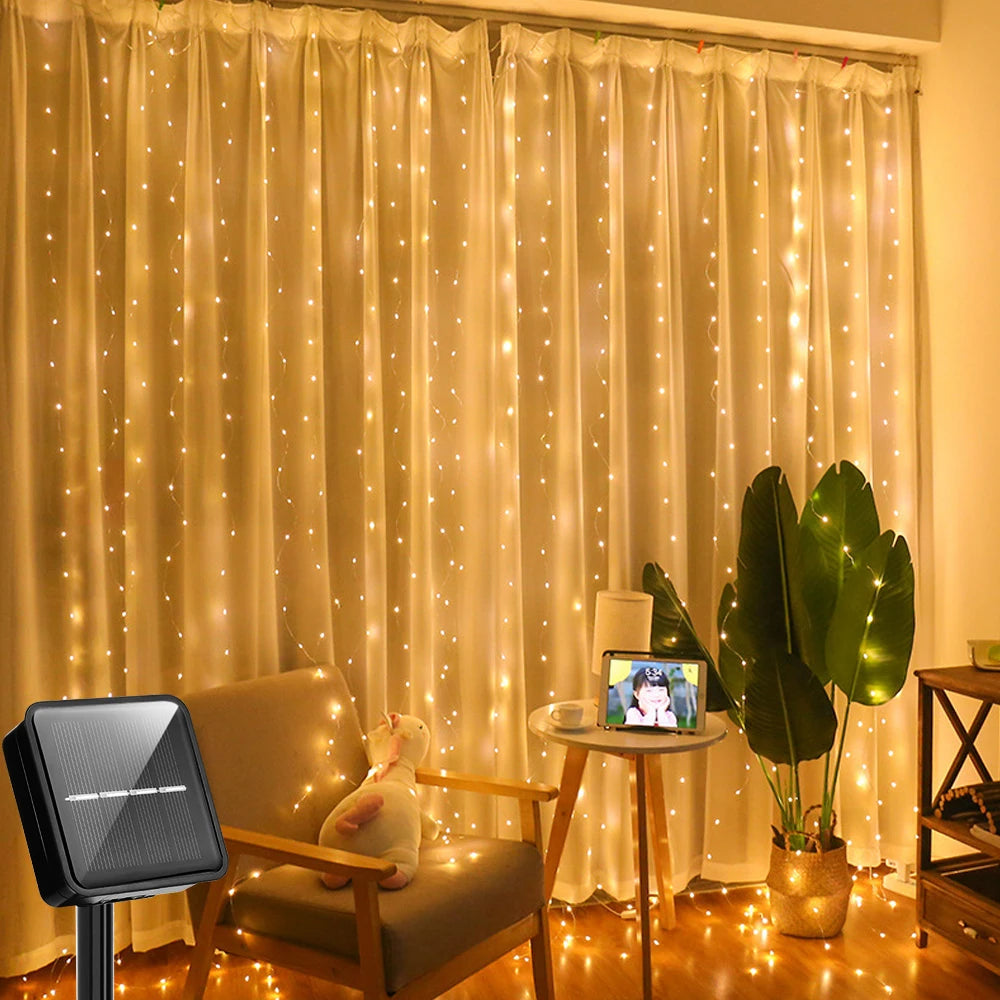 Solar Curtain Light LED Outdoor Waterproof