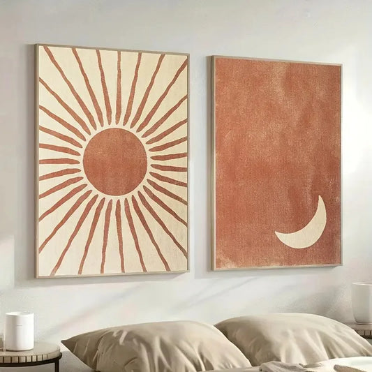 Retro Bohemian Moon Sun Wall Art