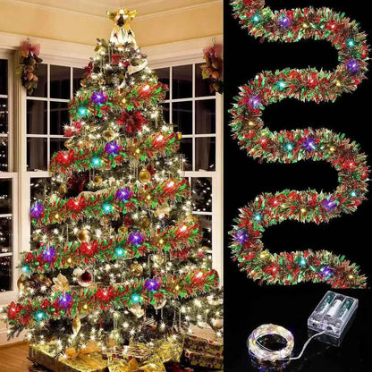 Lighted Christmas Tinsel Garland