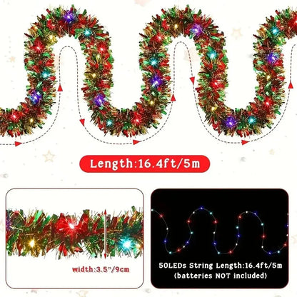 Lighted Christmas Tinsel Garland