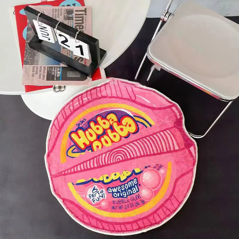 Round Rug Big Bubble Gum Bedside