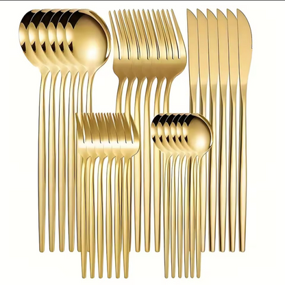 30Pcs Golden Silver Cutlery Set
