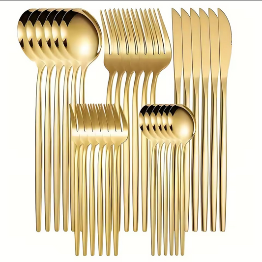 30Pcs Golden Silver Cutlery Set