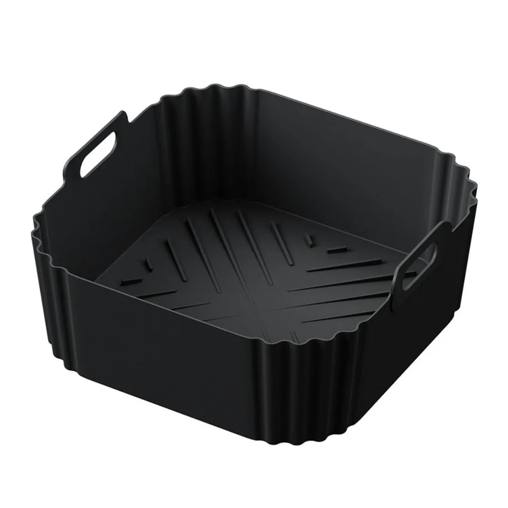 This Silicone Air Fryer Basket offers an eco-friendly, reusable solution for healthier cooking. Made from durable silicone, it ensures non-stick, oil-free food preparation while fitting universally in most air fryer models. Its flexible design makes it easy to use and store, enhancing convenience without compromising performance. Ideal for those seeking a sustainable and practical kitchen accessory.