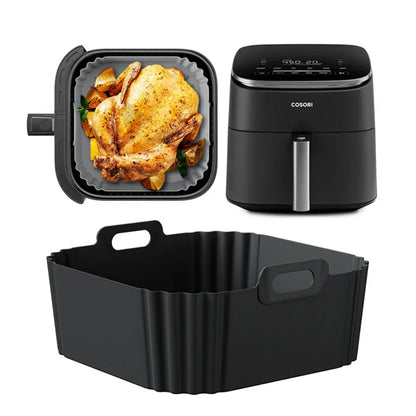 This Silicone Air Fryer Basket offers an eco-friendly, reusable solution for healthier cooking. Made from durable silicone, it ensures non-stick, oil-free food preparation while fitting universally in most air fryer models. Its flexible design makes it easy to use and store, enhancing convenience without compromising performance. Ideal for those seeking a sustainable and practical kitchen accessory.