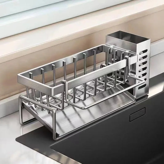 This Sink Cleaning Tools Storage Rack is crafted from durable stainless steel, ensuring long-lasting resistance to scratches and moisture. Its versatile design keeps your cleaning tools organized and dry, enhancing practicality in your kitchen. Combining high-quality materials with a simple, efficient structure, this rack offers expert-level functionality for maintaining a tidy and hygienic sink area.