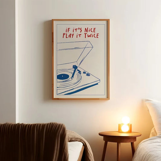 Celebrate the timeless appeal of music with this Modern Music Play It Twice Retro Groovy Wall Art Print. Featuring a stylish retro design, it adds a vibrant, nostalgic touch to any room. Perfect for music enthusiasts and vintage decor lovers, this print enhances your space with a unique blend of modern flair and classic groove. Crafted to inspire and elevate your environment, it’s an expert choice for those seeking distinctive wall art that resonates with rhythm and style.