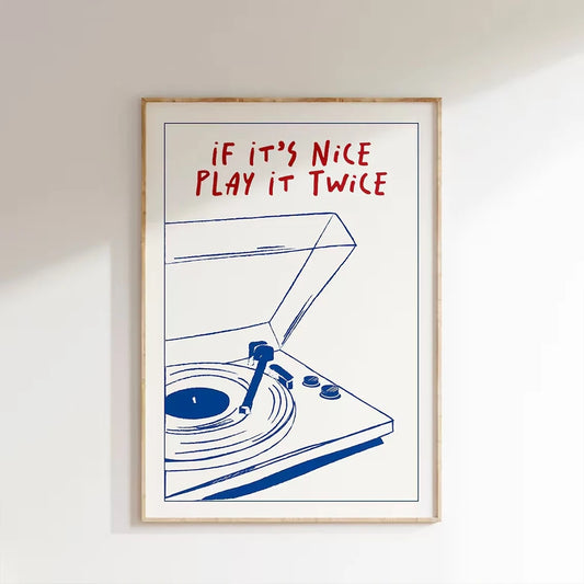 Celebrate the timeless appeal of music with this Modern Music Play It Twice Retro Groovy Wall Art Print. Featuring a stylish retro design, it adds a vibrant, nostalgic touch to any room. Perfect for music enthusiasts and vintage decor lovers, this print enhances your space with a unique blend of modern flair and classic groove. Crafted to inspire and elevate your environment, it’s an expert choice for those seeking distinctive wall art that resonates with rhythm and style.
